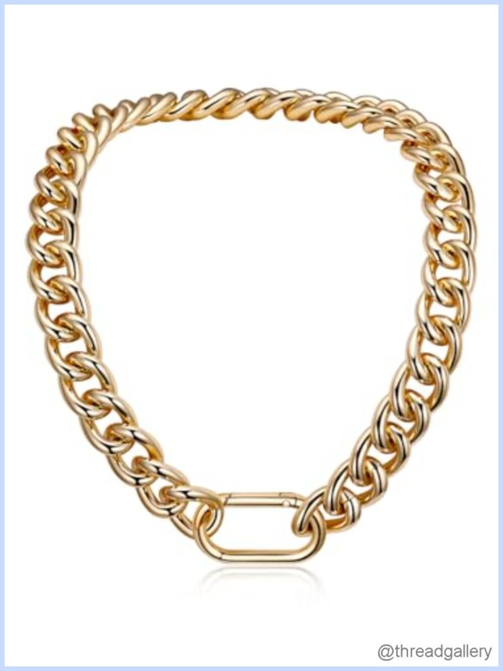 Lightweight Chunky Gold Plated Cuban Link Chain Necklace